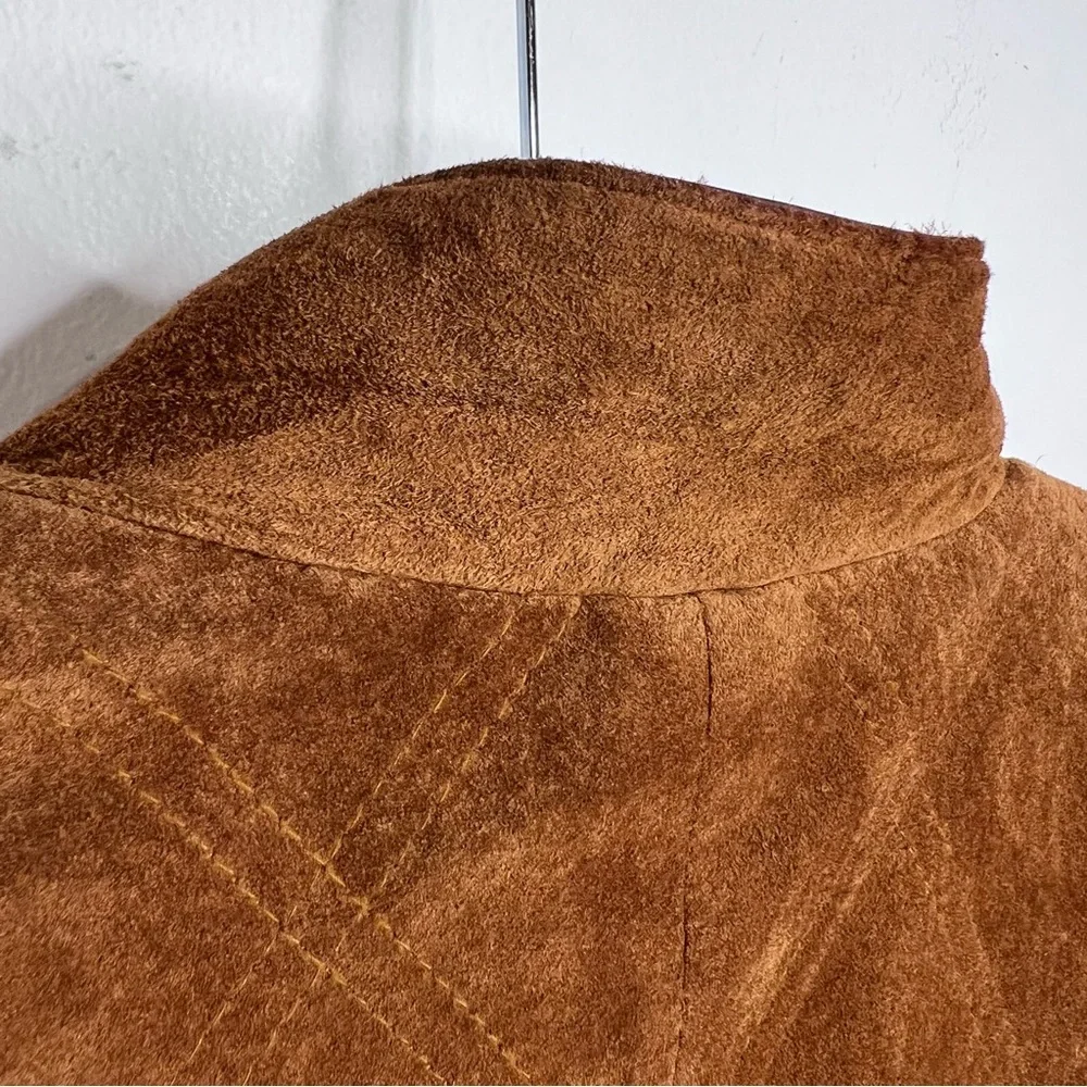 L.L. Bean 90's Vintage Suede Leather Button Front Pocket Barn Coat Size M - Picture 16 of 17